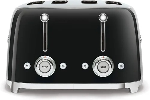 Vista 2 de Smeg Tostadora de 4 Rebanadas Estilo Retro Estético de los 50, 6 Preajustes, Ranuras Extra Anchas, Negro TSF03BLUS
