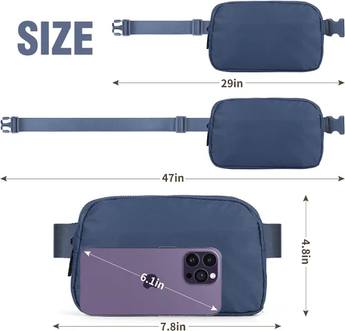 Vista 4 de ZPN Mini riñonera cruzada para mujer y hombre, Azul