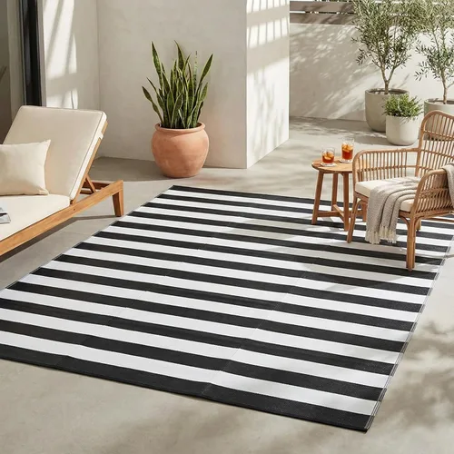 Vista 11 de FH Home - Alfombra para exteriores de camping, impermeable, resistente a la decoloración, reversible, plástico reciclado de alta calidad, a rayas