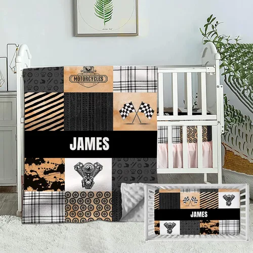 Vista 10 de Juego de ropa de cama de bebé personalizado para bebés niños, juego de ropa de cama de bebé personalizado con nombre, ropa de cama de bebé de Cowboy