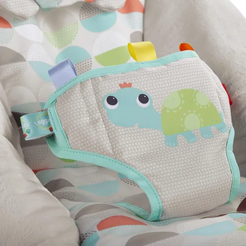 Vista 5 de Bright Starts Baby Bouncer Soothing Vibrations - Asiento para bebé, música, barra de juguete extraíble, 0-6 meses hasta 20 libras (Happy Safari)