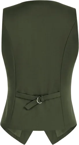 Vista 3 de Belle Poque Chaleco de doble botonadura para mujer con cuello de solapa vintage con 2 bolsillos