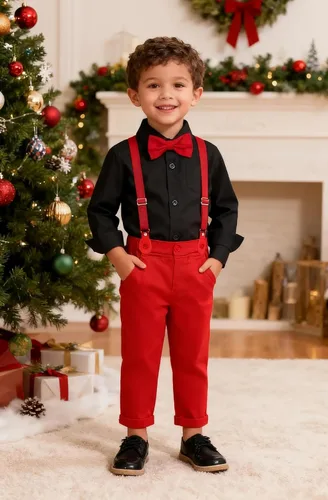 Vista 30 de A&J DESIGN Conjunto de ropa formal para niños pequeños con tirantes y tirantes