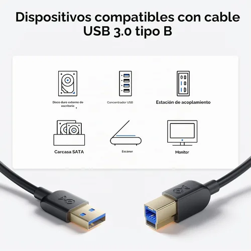 Vista 4 de Cable Matters cable USB 3.0 tipo A a B de máxima velocidad, Negro