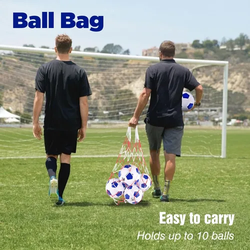 Vista 6 de Paquete de 6 pelotas de fútbol clásicas desinfladas, tamaño 3/4/5 con bomba y bolsa de malla para interiores y exteriores, césped, entrenamiento