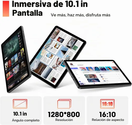 Vista 5 de Raemond Tablet Android 15 de 10 pulgadas con teclado y mouse, CPU octa-core, RAM 18 GB, ROM 128 GB (hasta 1 TB), 800 x 1280 Widevine L1, WiFi 6