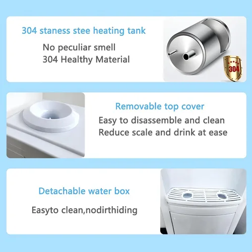 Vista 4 de Top-Loading Dispensador de enfriador de agua, enfriador de agua fría y caliente de 5 galones con cerradura de seguridad y gabinete de almacenamiento