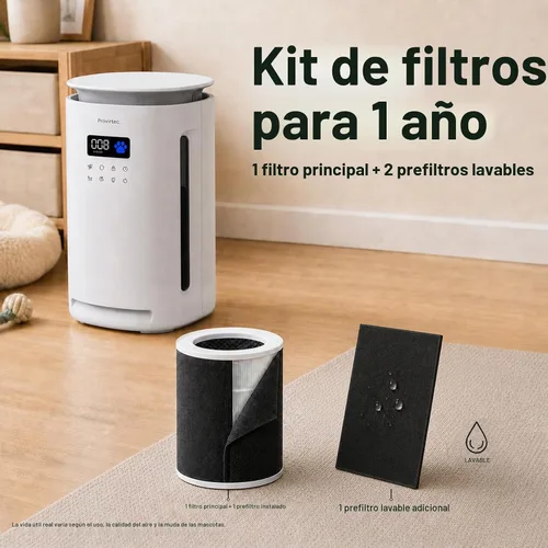 Vista 4 de Provirtec Purificador de aire para mascotas para el hogar con 2 prefiltros