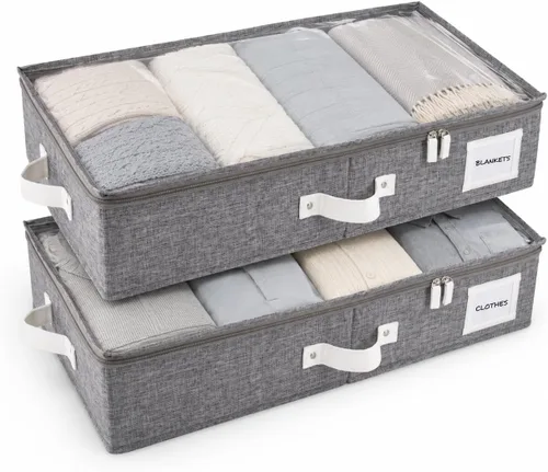 Vista 14 de HOMELUX THEORY 2 piezas de contenedores de almacenamiento debajo de la cama, organizador de cajones debajo de la cama con compartimentos y tapas