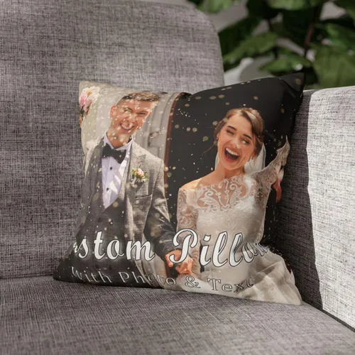 Vista 3 de Almohada personalizada para cargar imagen de pareja para regalo de cumpleaños de boda, almohada personalizada para novia novio
