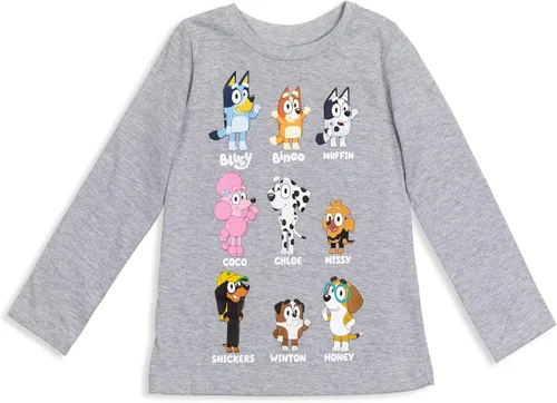 Vista 2 de Bluey Winton Snickers Honey Muffin Bandit Dad Chilli Mom Missy Chloe Coco Bingo Girls Paquete de 2 camisetas para niños pequeños a niños pequeños