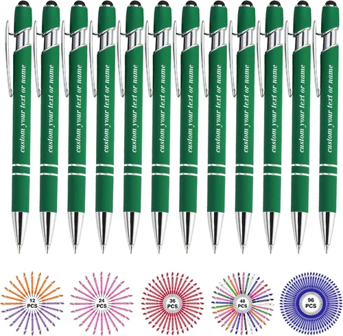 Vista 13 de Bolígrafos personalizados con nombre a granel, juego de bolígrafos personalizados, lápiz capacitivo grabado, logotipo, texto, regalo para negocios
