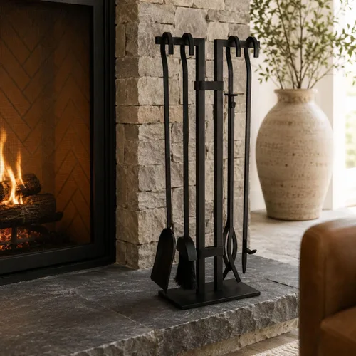 Vista 2 de Pilgrim Home and Hearth 18088MBK - Juego de herramientas para chimenea Sinclair, color negro