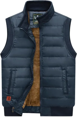 Vista 10 de Msmsse Chalecos de Abrigo para Hombre Chalecos de Invierno Acolchados con Relleno Chaleco Gilet Cuello Levantado Chaleco Puffer Cálido 01 Verde