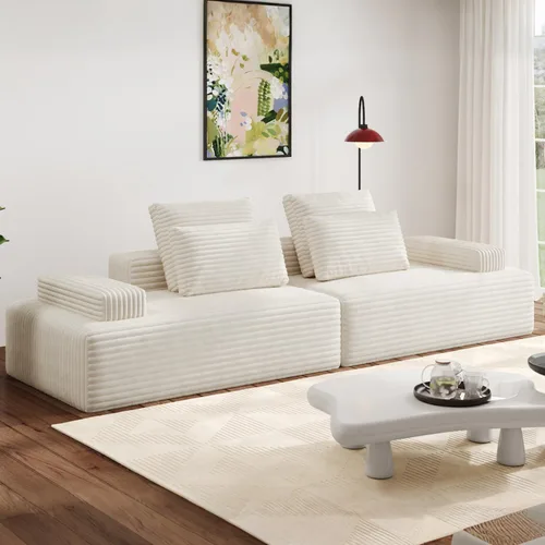 Vista 11 de Sofás modulares de pana otomana de 28.74 pulgadas para sala de estar, taburetes de sofá sin hueso, no requiere montaje, sofá profundo en una caja