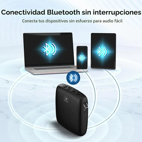 Vista 7 de WinBridge - Amplificador de voz portátil con micrófono Bluetooth Lavalier, micrófono de profesor con altavoz, amplificador de solapa inalámbrico