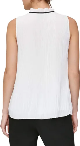 Vista 3 de DKNY Camiseta plisada sin mangas con cuello de corbata para mujer