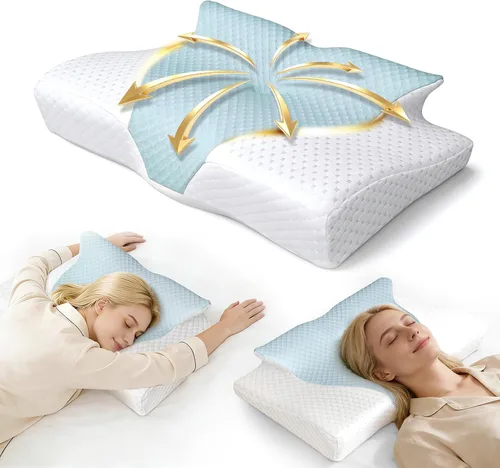 Vista 8 de Almohada cervical cervical para aliviar el dolor, almohada Azul claro