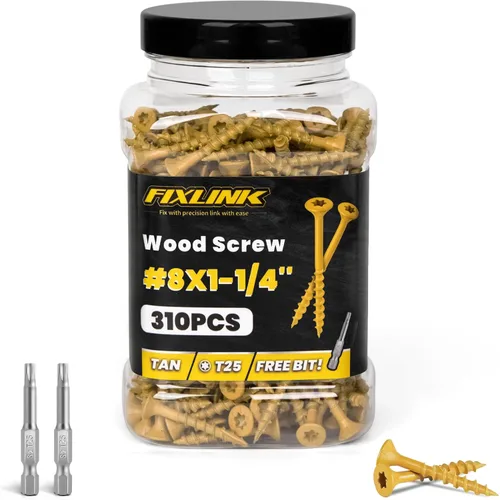 Vista 33 de Tornillos de madera de 1 pulgada, tornillos de cubierta FIXLINK #8 x 1, 150 piezas, con revestimiento epoxi, T25 Star Bit con revestimiento