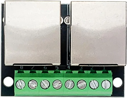 Vista 7 de 2 unids RJ45 Ethernet Dual Hembra Terminal Breakout Board,0.138 in Paso 8Pin RJ45 Tornillo Conector Junta Adaptador Terminal de Red 3.5mm Standard