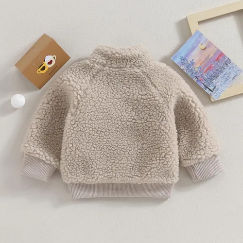 Vista 4 de Ropa de invierno para bebé, niña, niño, ropa de abrigo de forro polar, cárdigan, suéter grueso y cálido, ropa de abrigo
