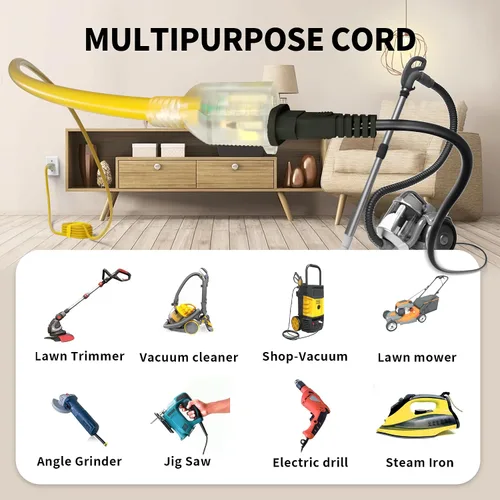 Vista 7 de POWGRN Cable de Extensión para Exteriores de 50 Pies 10AWG Impermeable Resistente Calibre 10 de 3 Clavijas, Cable de Alimentación Largo Flexible