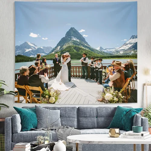 Vista 3 de LEECUM Tapiz personalizado, añade tu diseño para colgar en la pared como arte de pared, boda, fiesta de cumpleaños, cortina de fotos personalizada