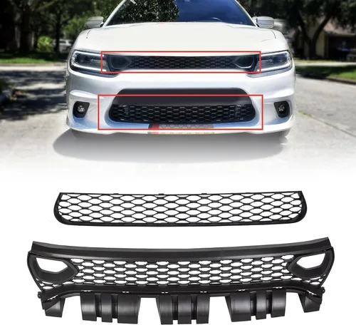 Vista 11 de ECOTRIC Conjunto de Parrilla Delantera Inferior Compatible con Dodge Charger SRT Scat Pack Daytona 2015-2023 Protector de Parrilla de Malla