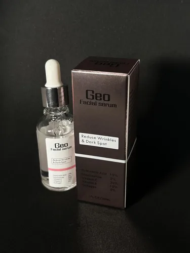 Vista 3 de Geo Facial - Suero 5 en 1 - Suero facial con ácido hialurónico, vitamina E, vitamina C, colágeno, niacinamida evitar acné, manchas oscuras, tono