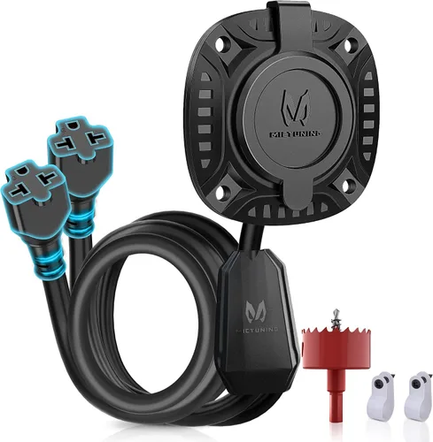 Vista 10 de MICTUNING Enchufe de puerto de CA de 20 A 125 V con adaptador de hoja en T 5 en 1, enchufe de entrada de alimentación de alta resistencia de 12 AWG