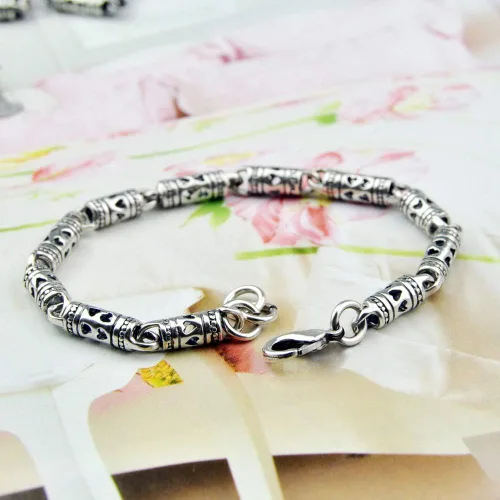 Vista 9 de Vintage Men 100% 925 Pulsera de plata esterlina punk hip-hop masculino sólido plata pura 7-8 pulgadas cadena mano catenaria joyería