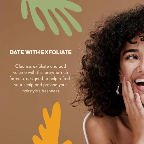 Vista 2 de Date With Exfoliate - Champú exfoliante enzimático multifunción con ficina - Para limpieza profunda y refrescante del cuero cabelludo - Net 8.45 Fl.