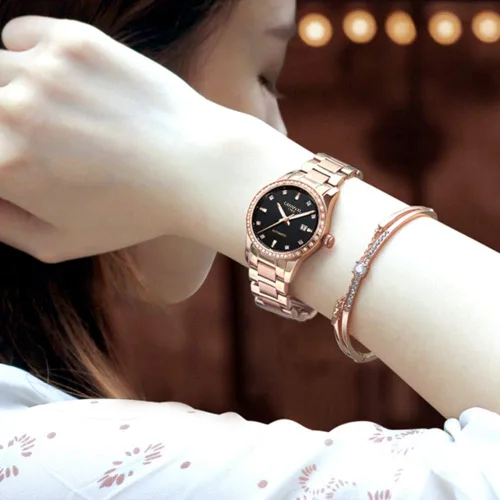 Vista 7 de TEINTOP Carnival Reloj mecánico automático para mujer con correa de acero inoxidable