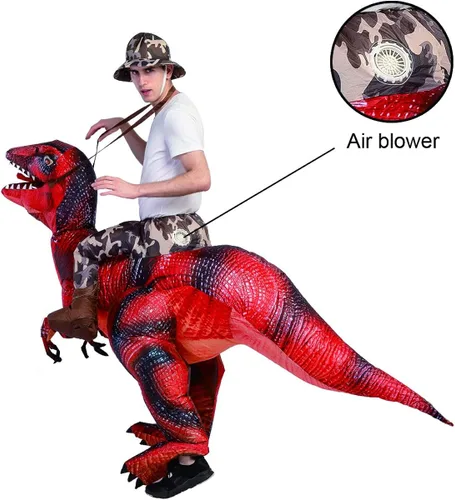 Vista 4 de GOOSH Inflatable Costume for Adults Halloween Costumes Men Women Dinosaur Rider Blow Up Costume for Unisex Godzilla Toy