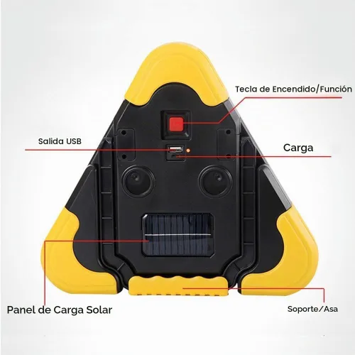 Vista 4 de Triángulo de seguridad de carga solar del triángulo de la emergencia del LED 2pcs 5 modo