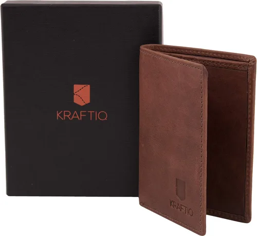 Vista 8 de KRAFTIQ ROMAN- Cartera de cuero marrón curtido vegetal para tarjetas de crédito Marrón Vintage