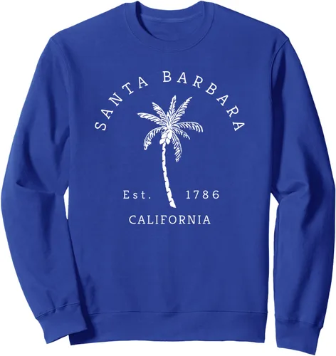 Vista 4 de Retro Cool Vintage Santa Barbara Beach California Palm Tree Sudadera, Negro, S