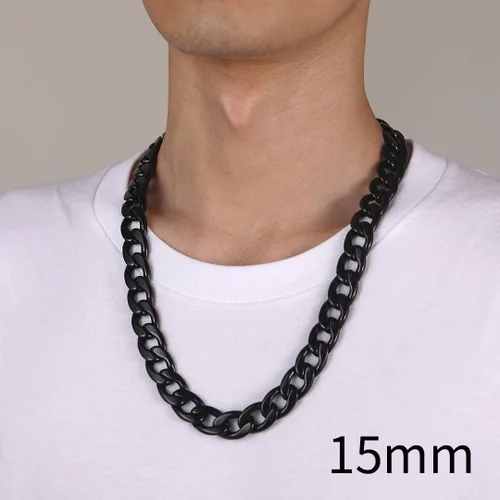 Vista 2 de ChainsHouse Collar de cadena de eslabones cubanos para hombre y mujer, 0.118 in0.157 in0.197 in0.315 in0.354 in0.472 in0.591 in ancho, acero