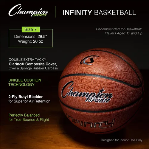 Vista 3 de Champion Sports Infinity Composite - Balones de baloncesto oficiales de baloncesto de primera calidad con cubierta Clarino extra pegajosa