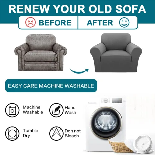 Vista 7 de Turquoize Fundas 100% impermeables para silla, fundas elásticas para sala de estar, sofá, funda de sofá con brazos, protector de muebles para sillas