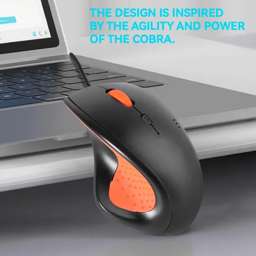 Vista 10 de ONE-UP Mouse de oficina con cable, diseño ergonómico, agarre de silicona antideslizante, 600/1000/1600 DPI ajustable, cable de 5 pies, compatible