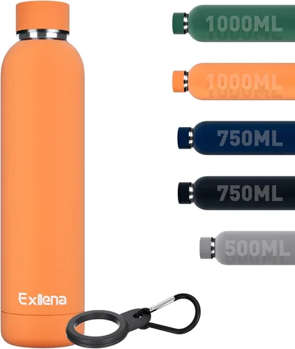 Vista 11 de Exllena Botella de agua pequeña de 12 onzas con clip, doble pared de acero inoxidable al vacío, pequeña botella de agua aislada que mantiene