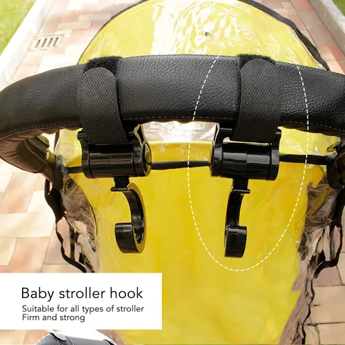 Vista 2 de 4 ganchos para cochecito de bebé, ganchos multifuncionales para colgar bolsas de compras, mochila, clips de gancho universales giratorios de 360°