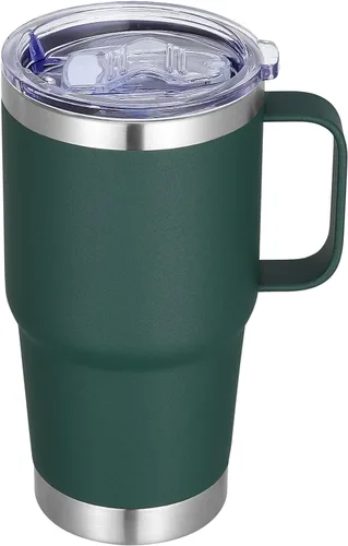 Vista 27 de Vaso térmico de acero inoxidable de 20 oz con asa, envase a granel, vasos termales metálicos aislados, taza de café de viaje con asa, vaso de doble