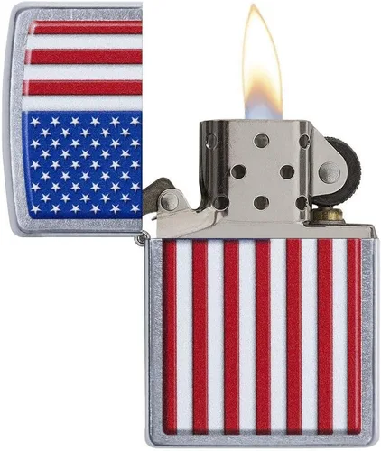Vista 74 de Zippo encendedores con la bandera de EE. UU.