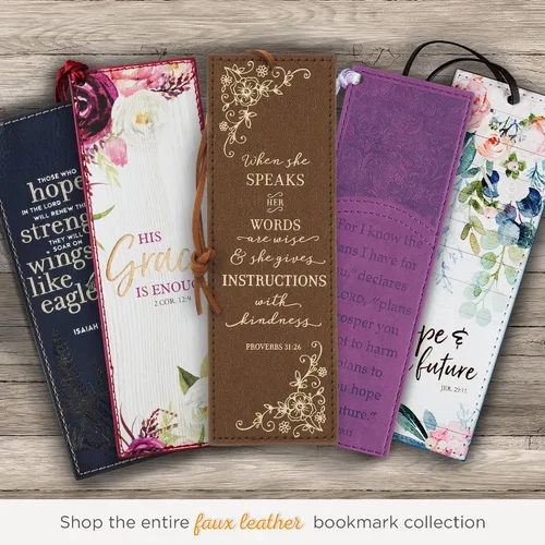 Vista 6 de Christian Art Gifts - Marcapáginas premium de piel sintética vegana con escritura bíblica para mujeres: Cuando ella habla - Proverbios 31:26, Marrón