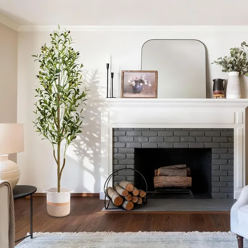 Vista 6 de Waipfaru - Árbol de olivo artificial de 6 pies para interiores con maceta y Verde