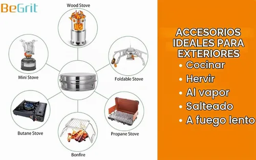 Vista 6 de BeGrit Mochilero Camping Cookware Mini Picnic Camping Cooking Mess Kit con Olla y Pan Set para Senderismo