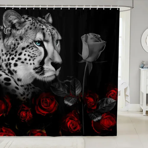 Vista 25 de Erosebridal Cortina de Ducha de Dinosaurio de Dibujos Animados 3D para Niños Varones Adultos Baño Selva Dino Tela Cortina de Baño 72" An x 72 L
