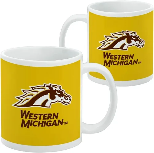 Vista 2 de Taza de café de cerámica con logotipo de la Universidad de Western Michigan, novedosa taza de regalo para café, té y bebidas calientes, 11 onzas